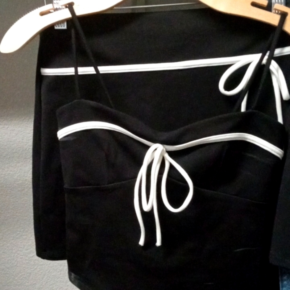 Black and white skirt set